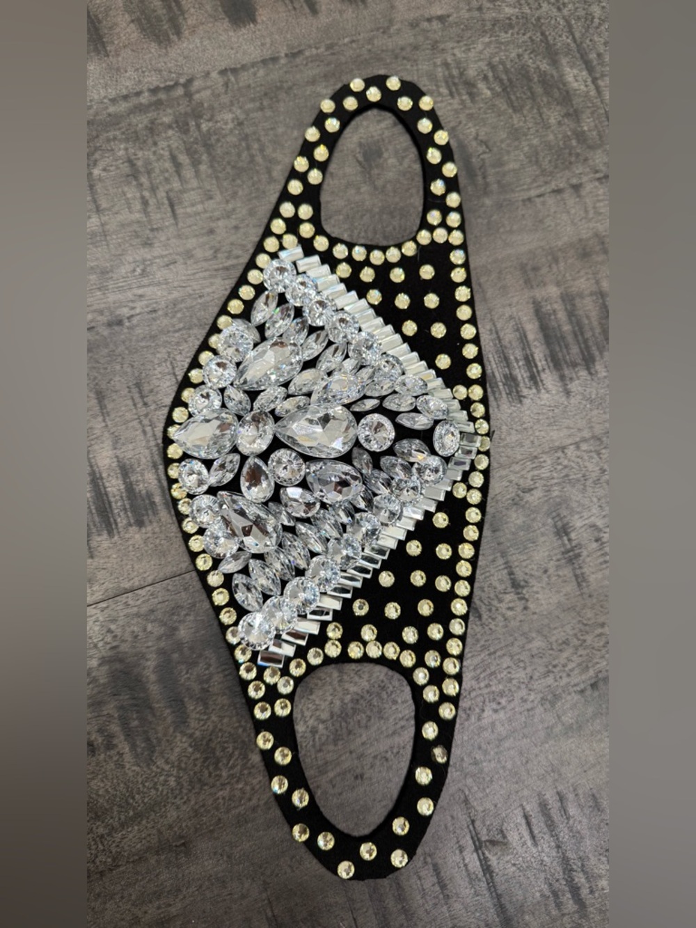 Embellished Black Face Mask with Crystal Accents